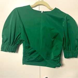 H&M deep green size 8 crop top zip up back